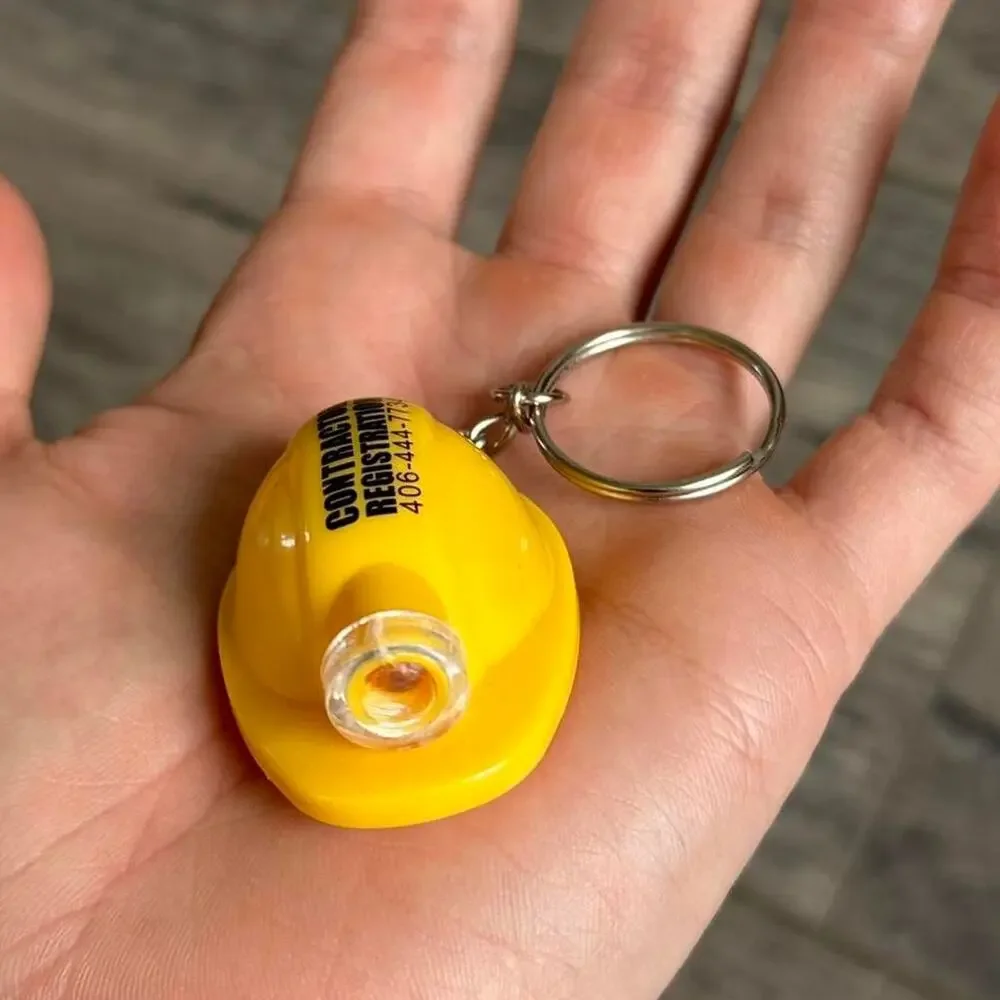 Vintage Mini Construction Helmet Light Keychain